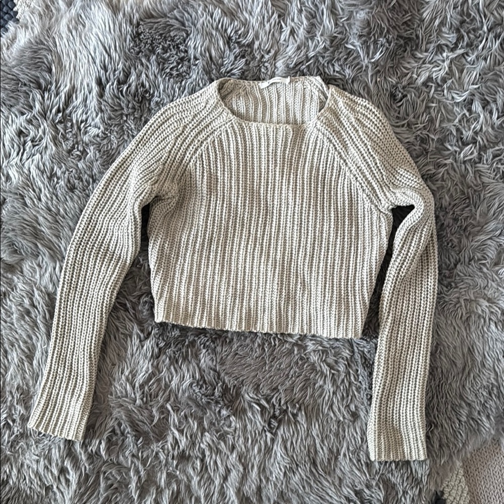 Cream Knit Cropped Sweater